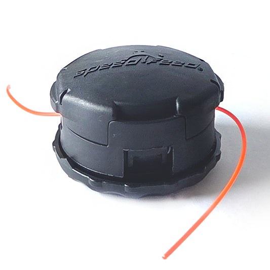 Cabezal de repuesto compatible con recortadora Echo SRM – vista frontal en ángulo 45°